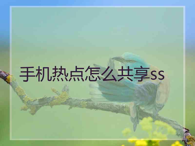 手机热点怎么共享ss