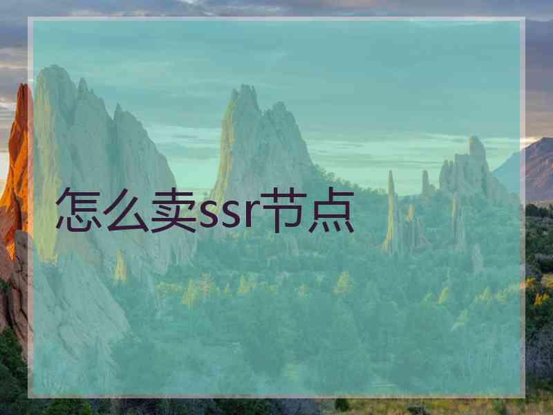 怎么卖ssr节点