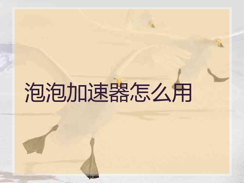 泡泡加速器怎么用
