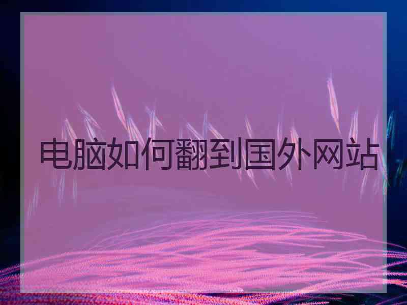 电脑如何翻到国外网站