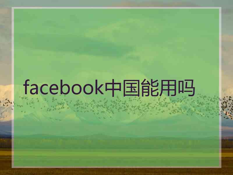 facebook中国能用吗