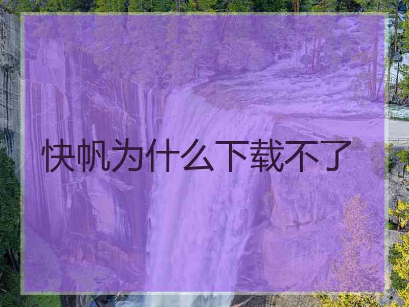 快帆为什么下载不了
