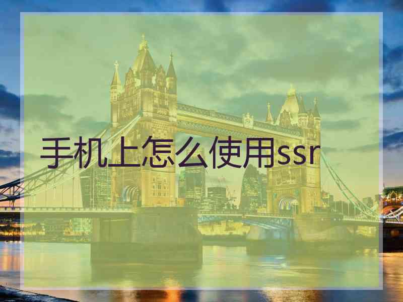 手机上怎么使用ssr