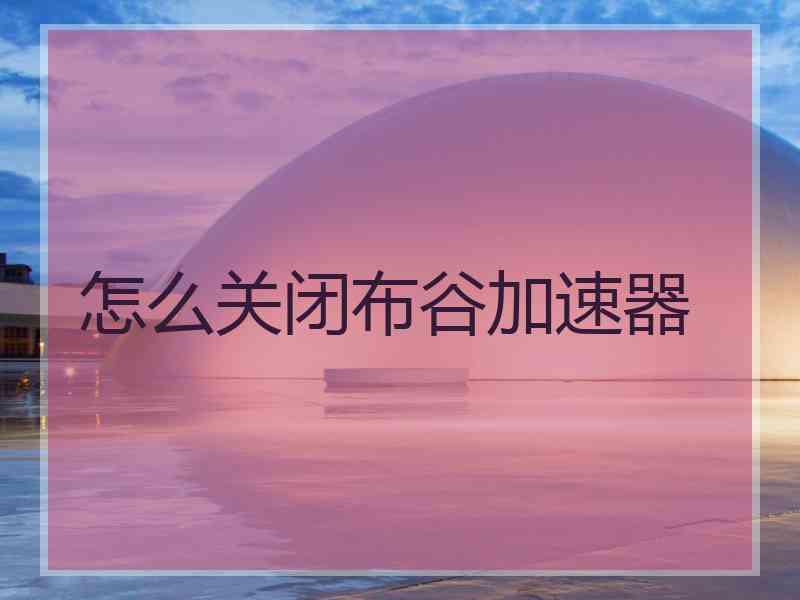 怎么关闭布谷加速器