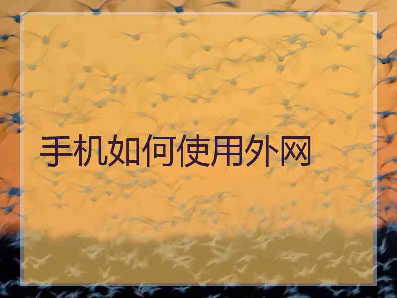 手机如何使用外网