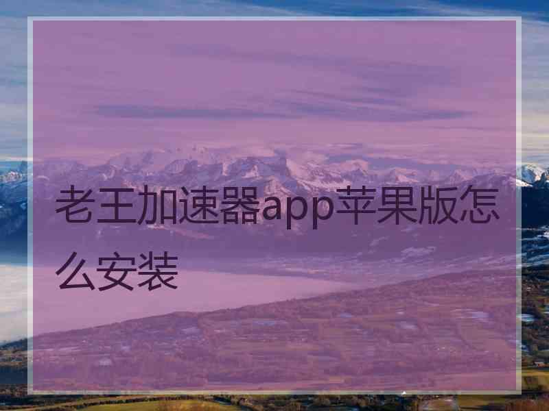 老王加速器app苹果版怎么安装