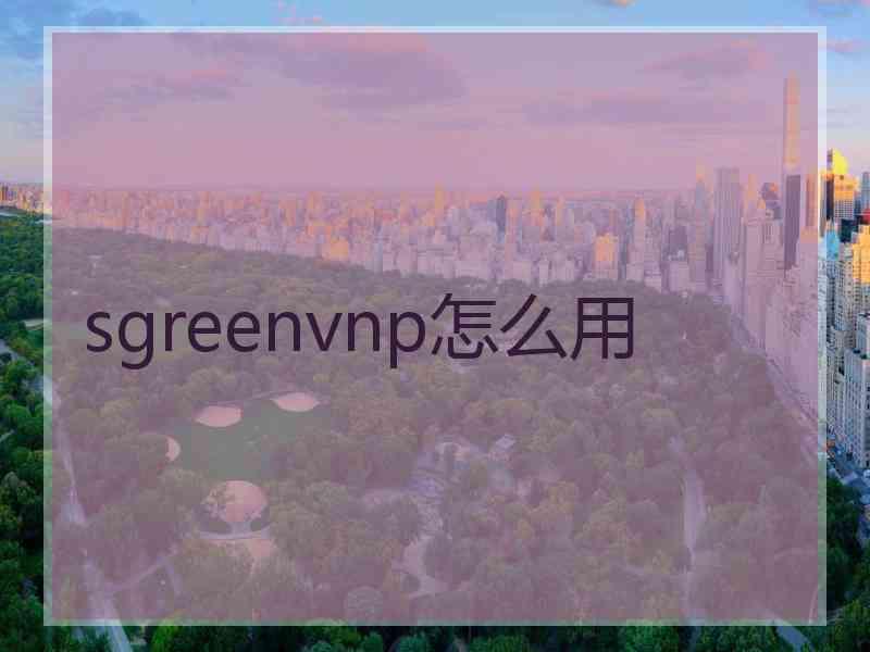 sgreenvnp怎么用