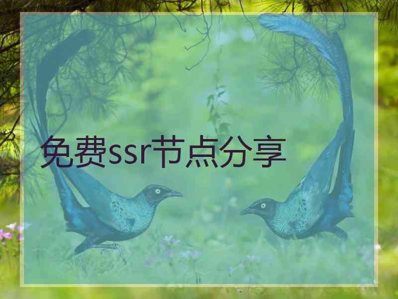 免费ssr节点分享