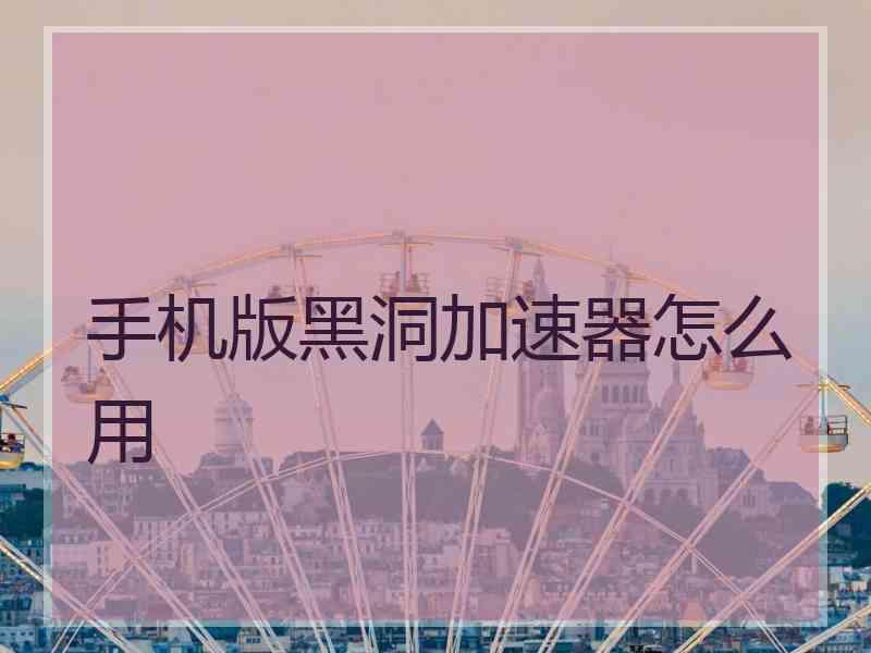 手机版黑洞加速器怎么用
